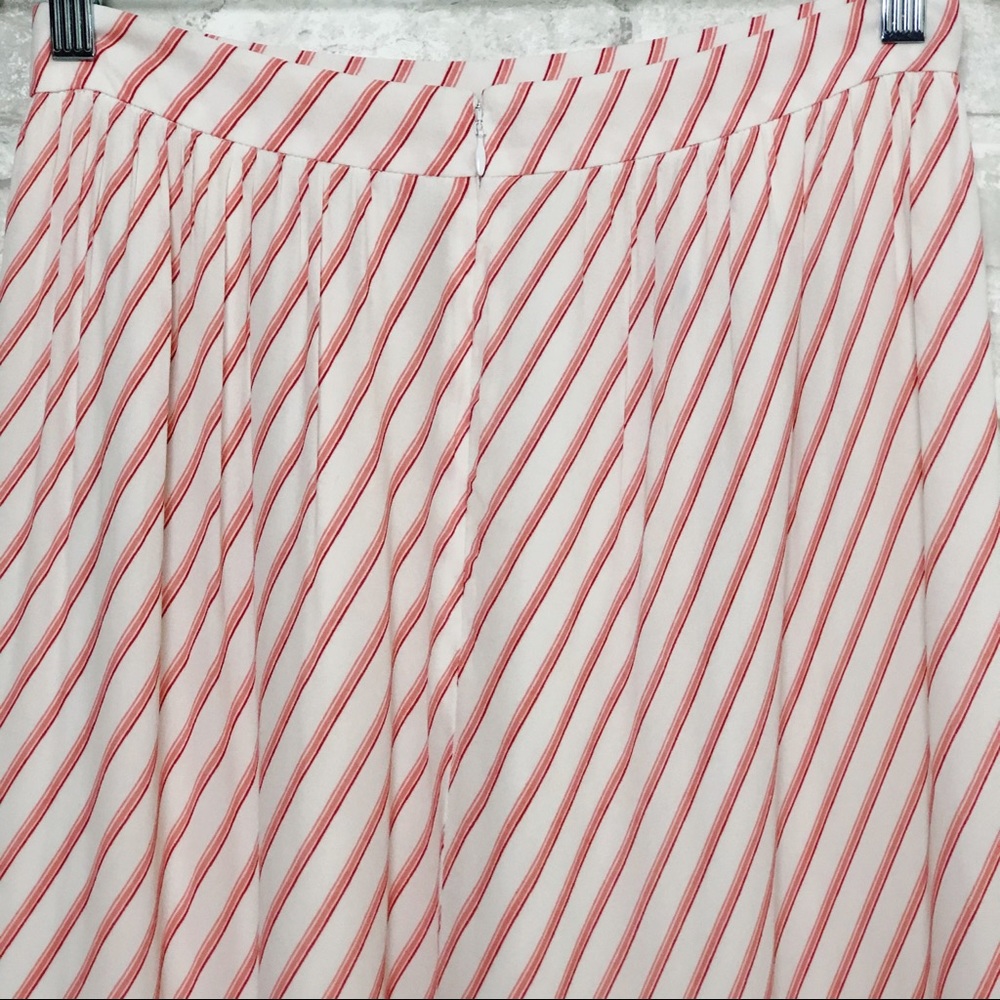 Ann Taylor LOFT Barbiecore Pink White Striped Ruffle Skirt 4 - Picture 8 of 14
